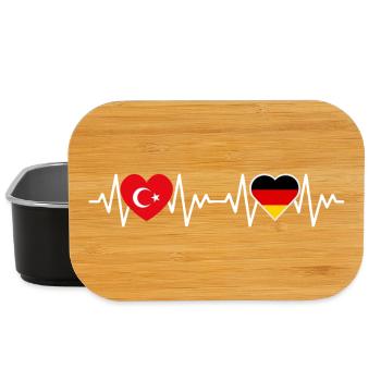 Türkisch-Deutsches Herzschlag-Verbindungsdesign - Lunch Box - Schwarz - Vorne