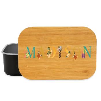 MADISON Name Art With Flowers Embroidered - Lunch Box - black - Front