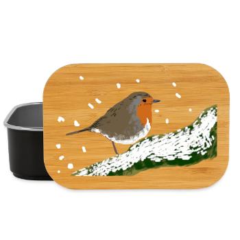 Rotkehlchen Wintermotiv Schnee Vogel Ast - Lunch Box - Schwarz - Vorne