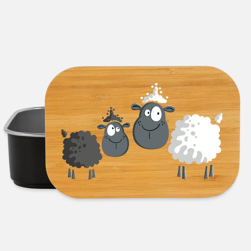 Zwei Schafe - Sheep - Schaf - Comic - Cute - Kids - Lunch Box - Schwarz