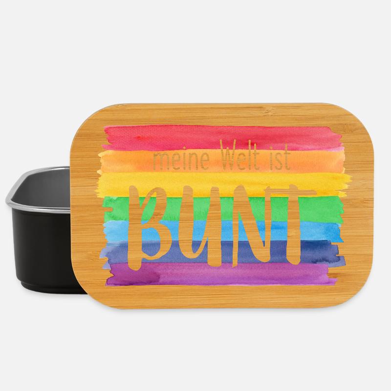 Meine Welt ist bunt Regenbogen fröhlich farbenfroh - Lunch Box - Schwarz