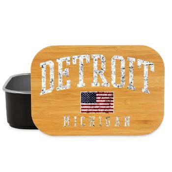 Detroit Flagge Michigan Stil - Lunch Box - Schwarz - Vorne