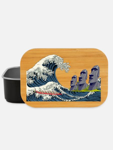 T Shirt Grande vague kanagawa humour pirogue chili - Boîte à goûter - noir