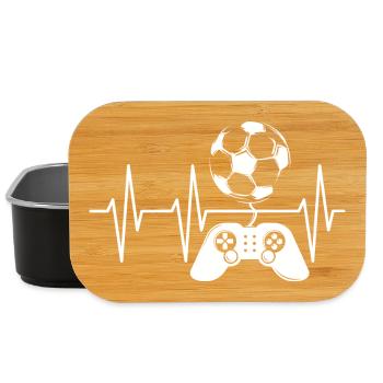 Soccer gamer gaming pulse heartbeat ball icon - Lunch Box - black - Front
