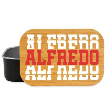 Alfredo t-shirt stacked text gift idea - Lunch Box - black - Front