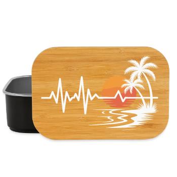 Sonnenuntergang mit Palmen und Herzschlag - Lunch Box - Schwarz - Vorne