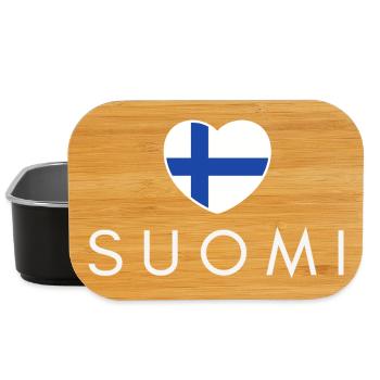 Cœur avec drapeau finlandais, j’aime la Finlande - Boîte à goûter - noir - Devant