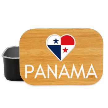 Cœur avec le drapeau du Panama, j’aime le Panama - Boîte à goûter - noir - Devant