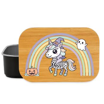 BOHO Skelett‑Einhorn mit Regenbogen – Halloween  - Lunch Box - Schwarz - Vorne