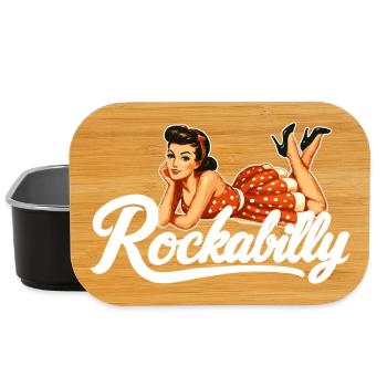 Rockabilly Vintage Car Pin Up Girl Gift - Lunch Box - black - Front