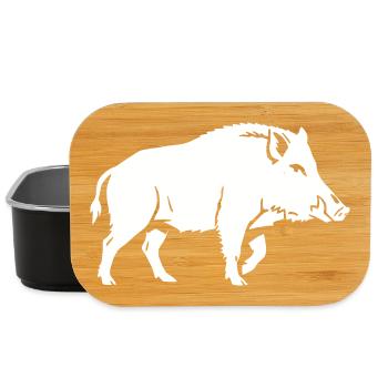 Wildschwein Silhouette Schatten Clean Vektor - Lunch Box - Schwarz - Vorne