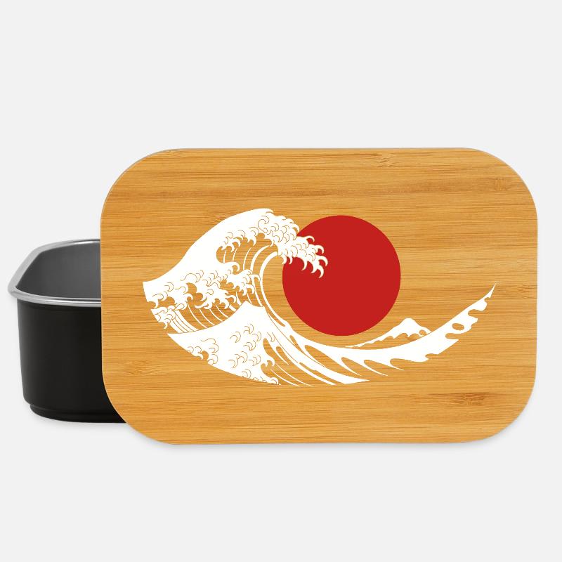 Esthétique japonaise du Soleil Rouge de la Grande Vague - Boîte à goûter - noir