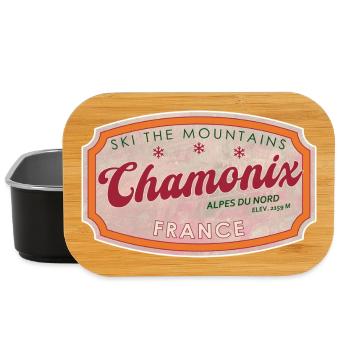 Chamonix Mountain Ski Vintage Label - Lunch Box - black - Front