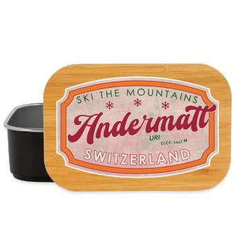 Étiquette Andermatt Suisse Ski Vintage - Boîte à goûter - noir - Devant