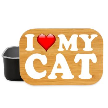 I Love My Cat Cute Cat Lover Design - Lunch Box - black - Front