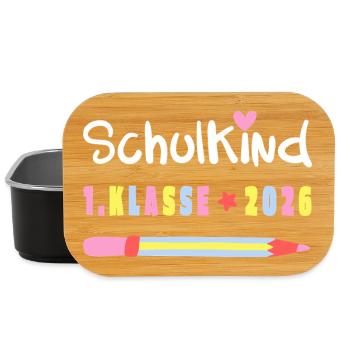 Schulkind 2026 – 1. Klasse Einschulung Shirt - Lunch Box - Schwarz - Vorne