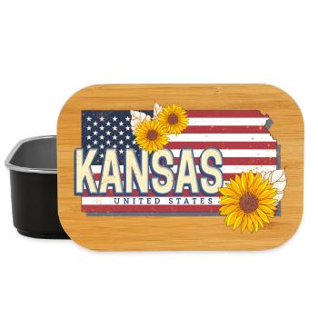 Kansas United States Retro Map Souvenir - Lunch Box - black - Front