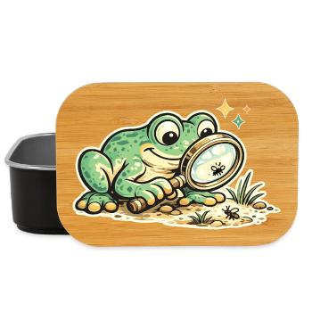 Frog with magnifying glass in search of clues - Lunch Box - black - Front