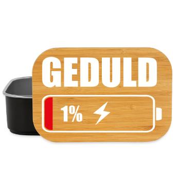 Geduld 1% – Lustiger Spruch Akku Design - Lunch Box - Schwarz - Vorne