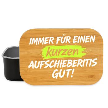 Kurze Aufschieberitis Humor Shirt - Lunch Box - Schwarz - Vorne