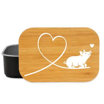 Cute Pig with Heart Animal Welfare - Lunch Box - black - Front
