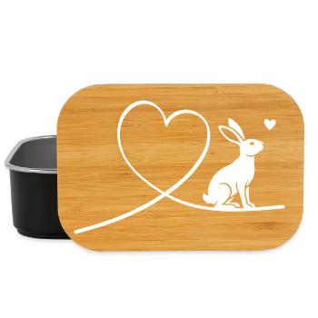 Hase Silhouette mit Herz Minimalistisch - Lunch Box - Schwarz - Vorne