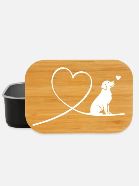 Golden Retriever Dog with Heart Silhouette - Lunch Box - black