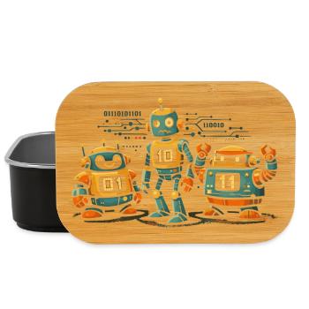 Geek Robots Binärcode Informatik IT - Lunch Box - Schwarz - Vorne