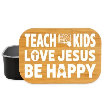  Teach Kids Love Jesus Be Happy Sunday School - Lunch Box - Schwarz - Vorne