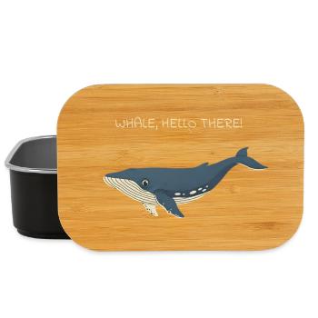 Baleine Bonjour Drôle, jeu de mots sur les animaux marins - Boîte à goûter - noir - Devant