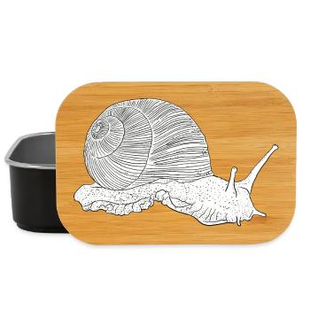 Schnecke, Tiermotiv handgezeichnet - weißer HG - Lunch Box - Schwarz - Vorne