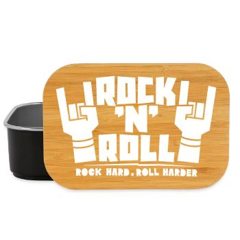 Rock'N'Roll Blocky Text with Finger Horns - Lunch Box - black - Front
