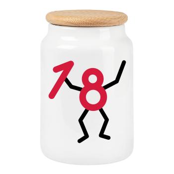 Endlich18 ! - Keksdose mit Holzdeckel - Weiß - Vorne