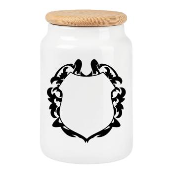 Un blason - Boîte à biscuits avec couvercle en bois - blanc - Devant