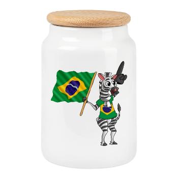 Brasilianer Zebra - Keksdose mit Holzdeckel - Weiß - Vorne