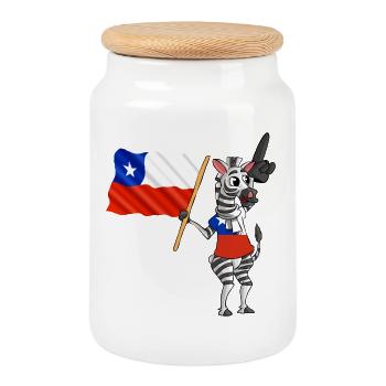 Zebra Chili - Boîte à biscuits avec couvercle en bois - blanc - Devant