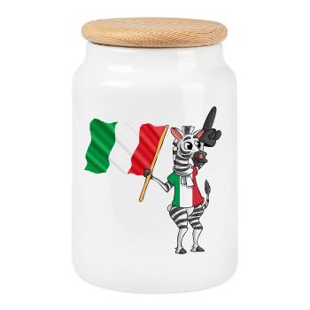 Italiens Zebra - Boîte à biscuits avec couvercle en bois - blanc - Devant