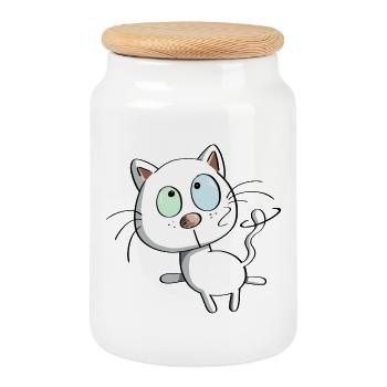 Katze auf Tour - Katzen - Kätzchen - Kitten - Tier - Keksdose mit Holzdeckel - Weiß - Vorne