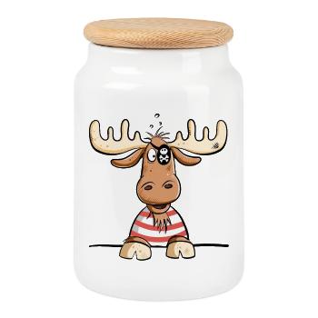 Funny Moose Pirate I Pirate Comic I Cadeau amusant - Boîte à biscuits avec couvercle en bois - blanc - Devant