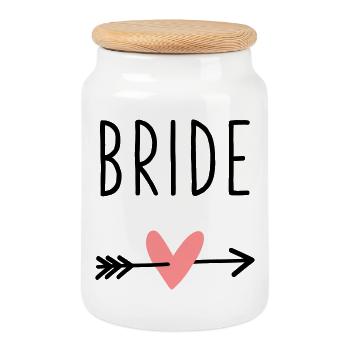 Bride heart cupid arrow bachelor party - Cookie Jar with Wooden Lid - white - Front