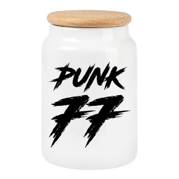Punk - Cookie Jar with Wooden Lid - white - Front