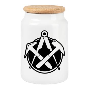 Couvreur Logo - Boîte à biscuits avec couvercle en bois - blanc - Devant
