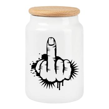 Le doigt d'honneur graffiti - Boîte à biscuits avec couvercle en bois - blanc - Devant