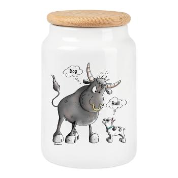 Drôle Bouledogue français bande dessinée - Comique - Boîte à biscuits avec couvercle en bois - blanc - Devant