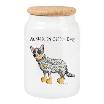 Bouvier Australien - Australian Cattle Dog - Boîte à biscuits avec couvercle en bois - blanc - Devant