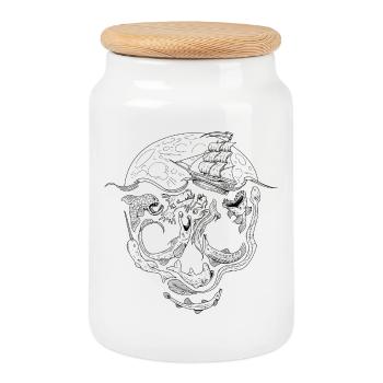 Below - Boîte à biscuits avec couvercle en bois - blanc - Devant