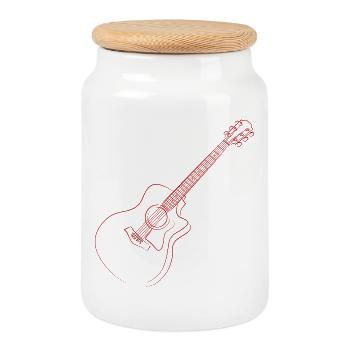 guitare - Boîte à biscuits avec couvercle en bois - blanc - Devant