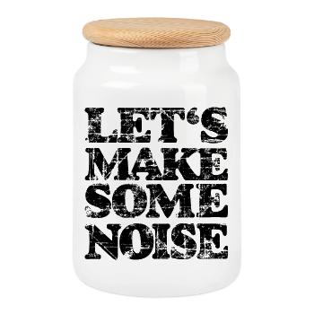 LET'S MAKE SOME NOISE (Vintage Black) - Keksdose mit Holzdeckel - Weiß - Vorne