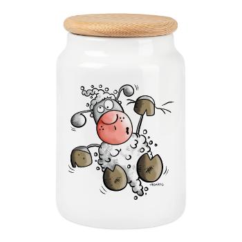 White Sheep - Cookie Jar with Wooden Lid - white - Front