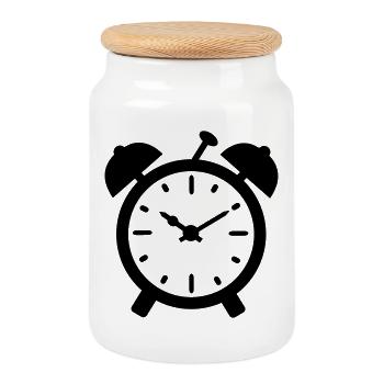 wecker uhr - Keksdose mit Holzdeckel - Weiß - Vorne
